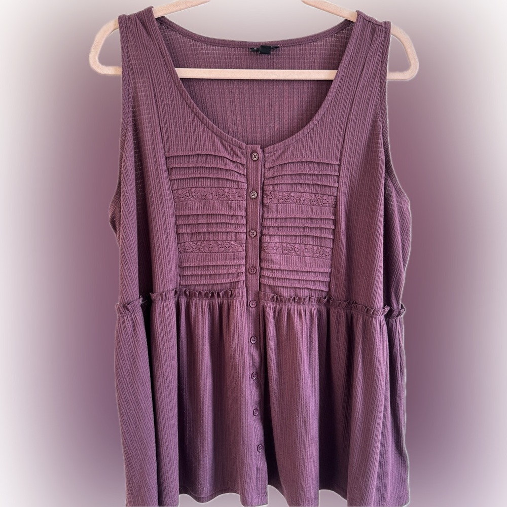 Torrid Mauve Sleeveless button up Blouse - Picture 1 of 4